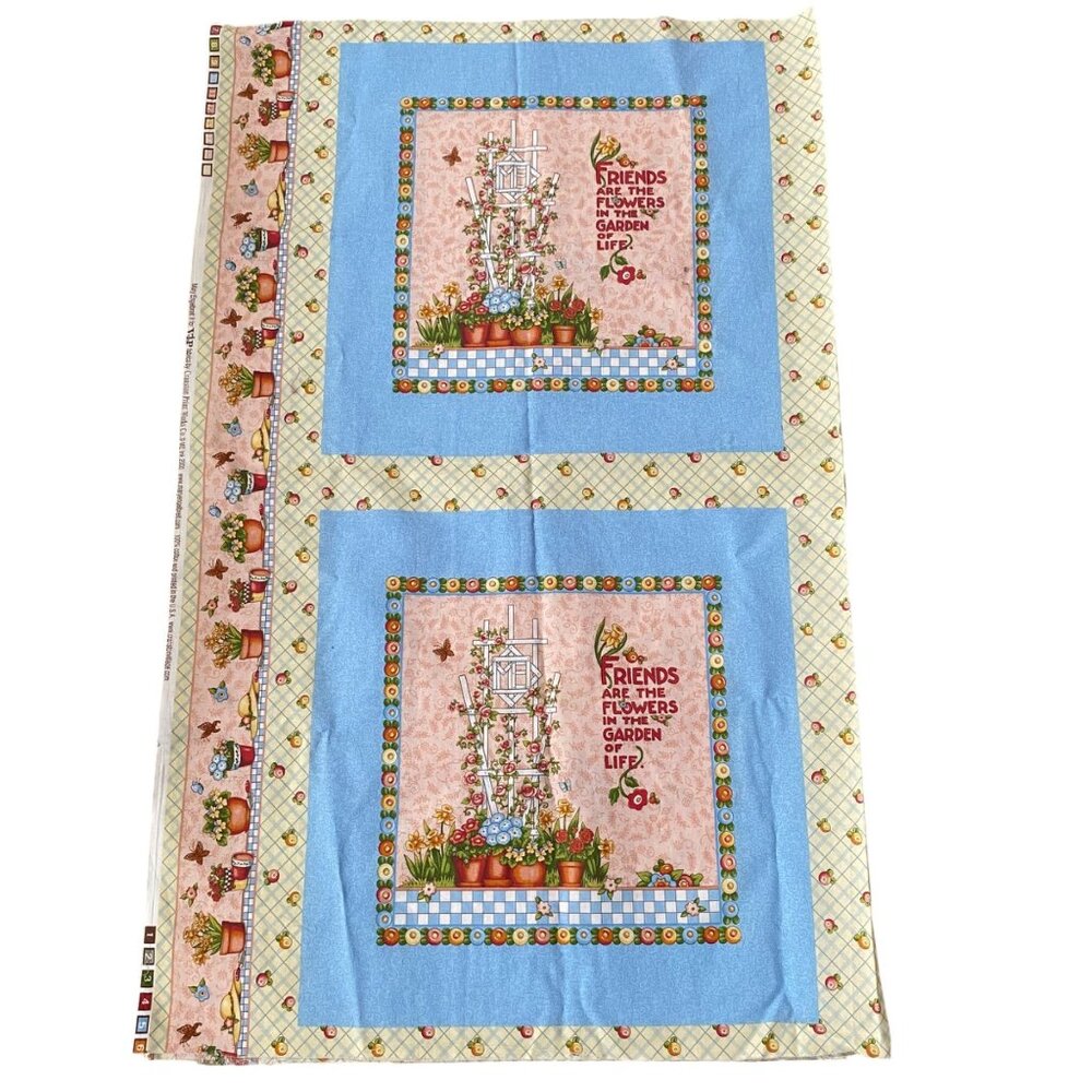 Mary Engelbreit Fabric Panel Friends Are The Flowers Garden Cotton Quilt Craft